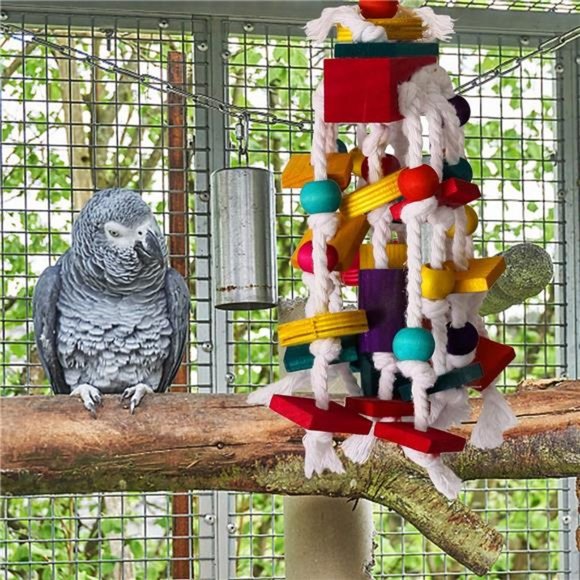 Bird Chewing Toy - Parrot Cage Bite Toys Wooden Block Bird Parrot Toys - Picture 3 of 6